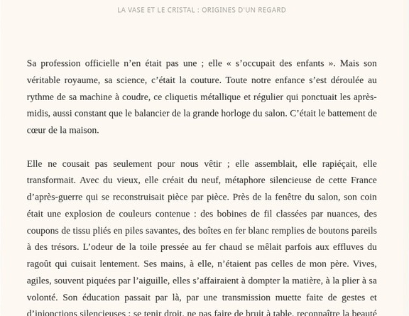Page de récit de vie écrite dans Kizuna