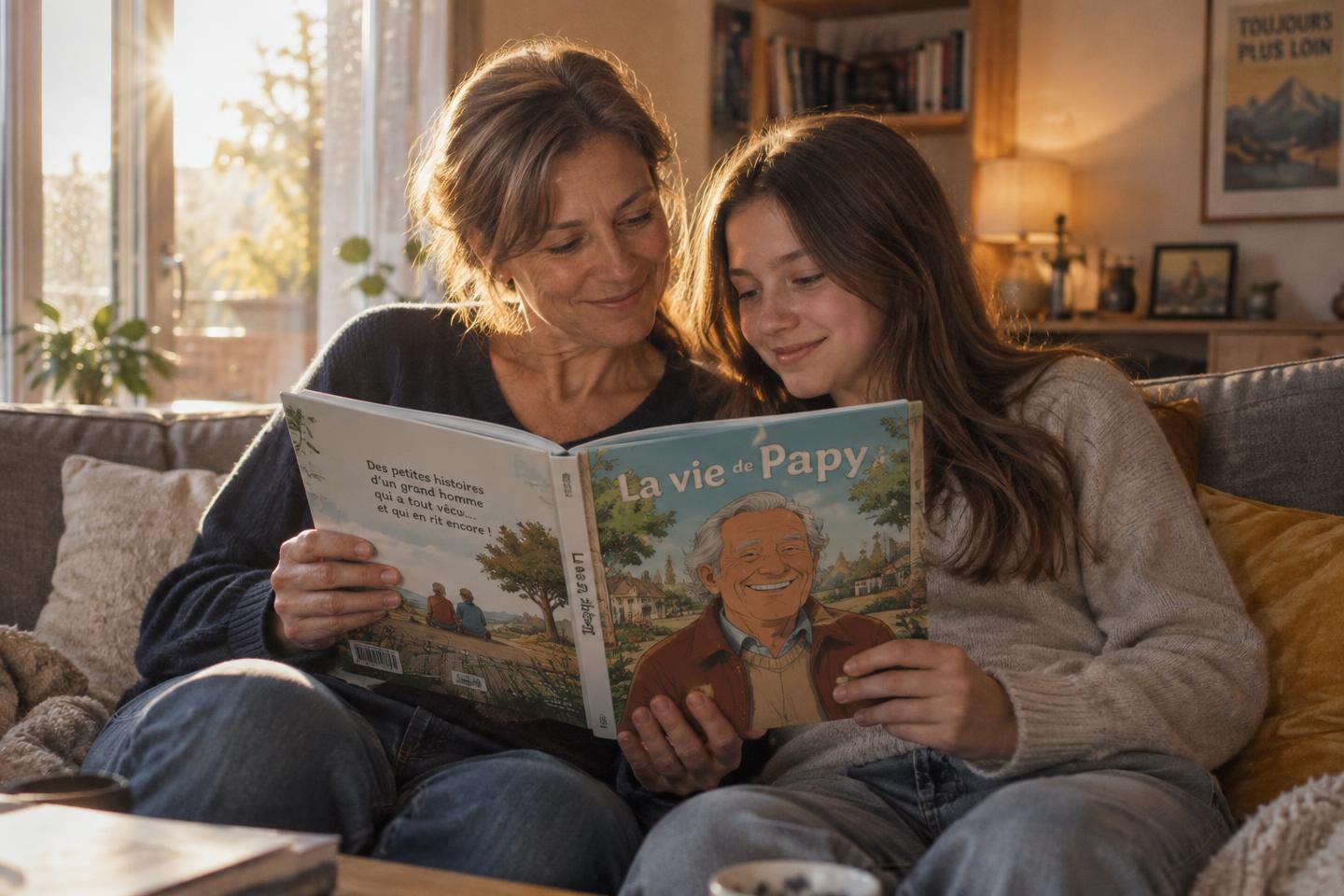 Une mère et sa fille lisent une histoire ensemble
